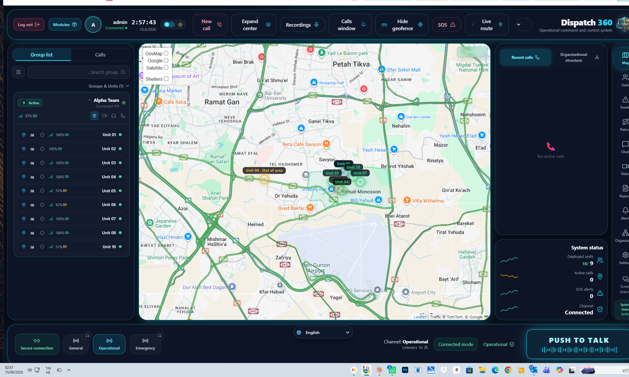 Dispatch 360 Ai live command-and-control console