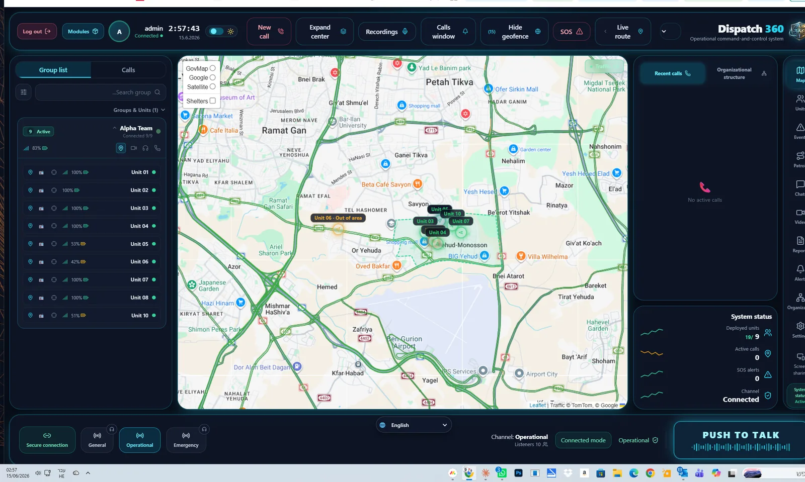 Dispatch 360 Ai live command-and-control console